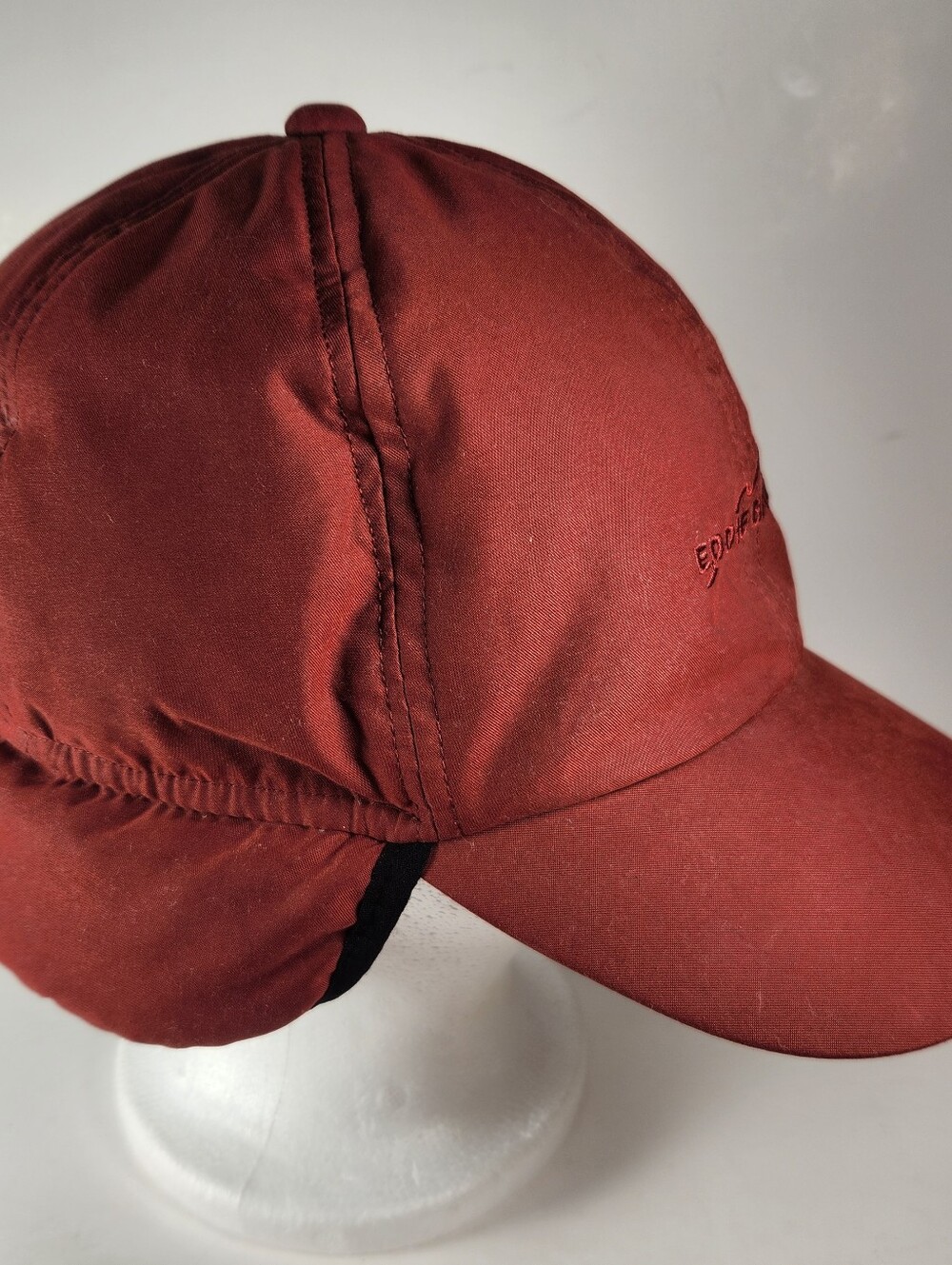 EDDIE BAUER Trapper Hat Cap Large Red Goose Down Ear Flaps Outdoors Hunting